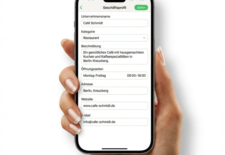 Mockup montrant les paramètres de Whatsapp Business
