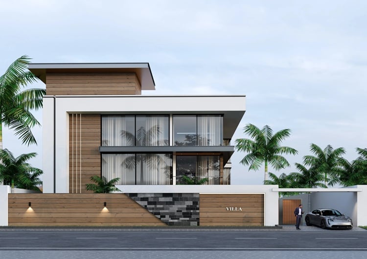 modern house 3d front elevation