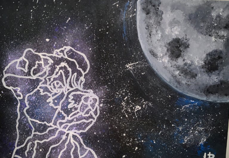 Leinwand Bild eines Hundes im Weltall Kunstwerk