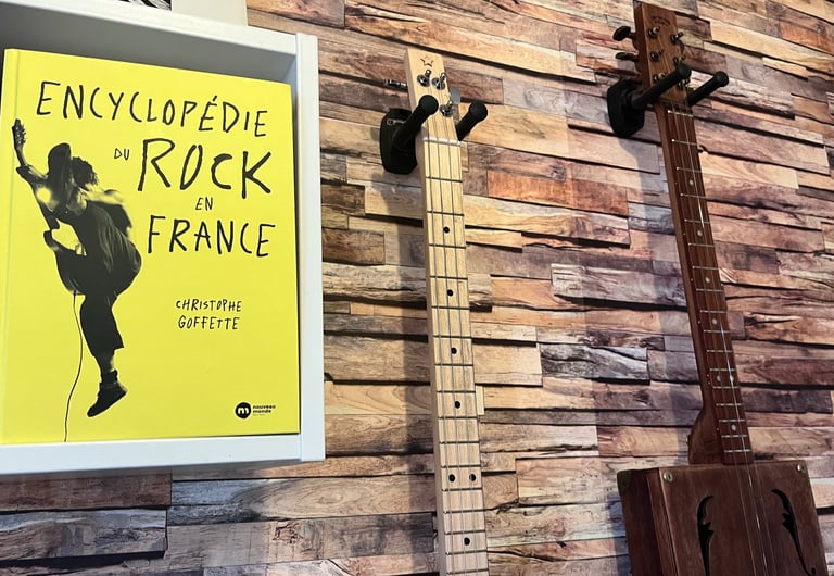 Photo sur une étagère de la couverture de l'encyclopédie du rock