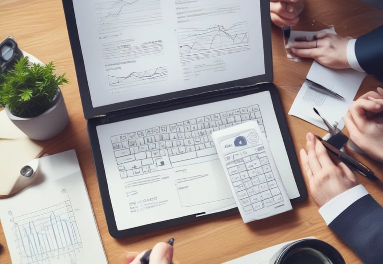 An accountant reviewing financial documents with a client.