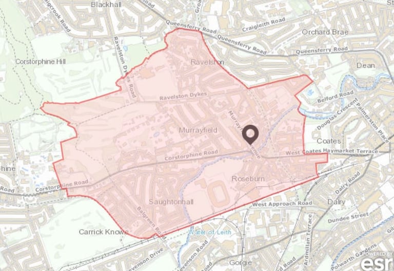 Map showing boundary of community council area