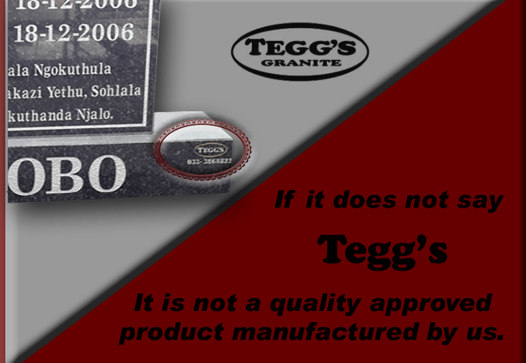 A Tegg's headstone with a Tegg's logo indicating a true Tegg's stone. 