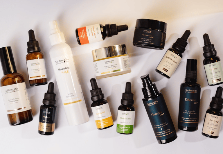 Variedad de productos de cosmética natural - Sublime Oils Phytocosmetics
