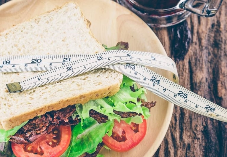 a sandwich sandwich with a measuring tape 