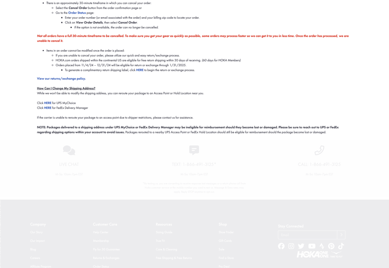 Screenshot image of a page from hoka.com