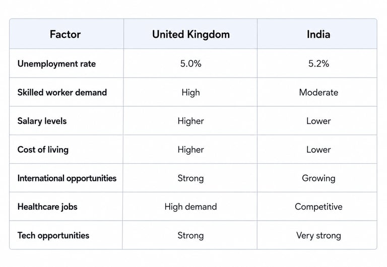 UK vs India job market comparison 2026