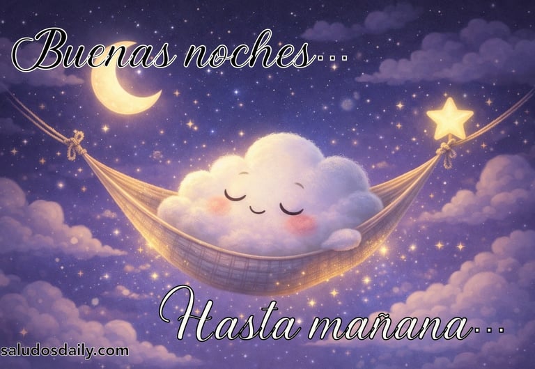 nube durmiendo en hamaca deseando buenas noches hasta mañana