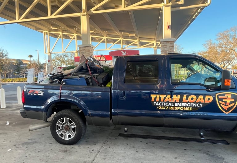 Junk removal truck hauling debris and furniture pickup in St Petersburg Florida