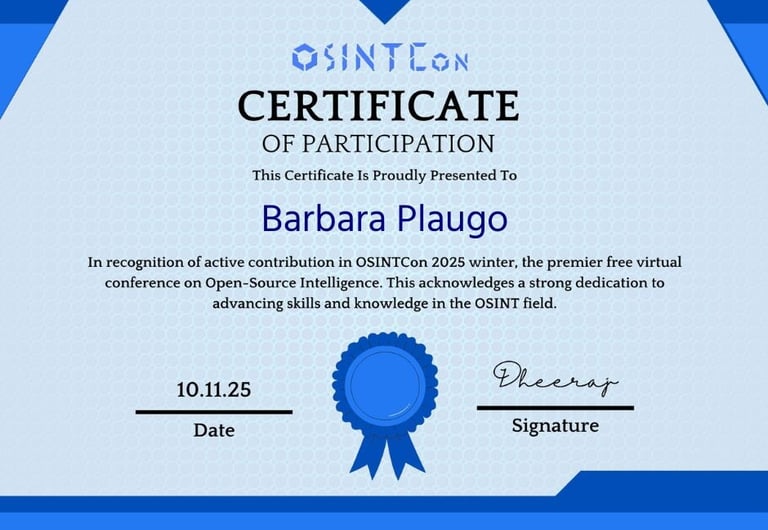 OSINT Conference Certificate
