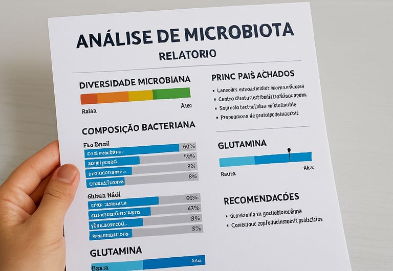 Imagem Relatório de Microbioma Intestinal - Exemplo Fictício