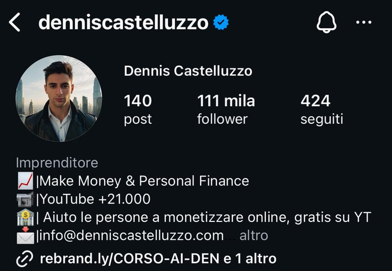 Profilo Instagram di Dennis Castelluzzo