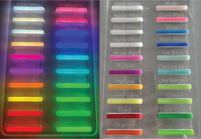 led neon spalvu paletė