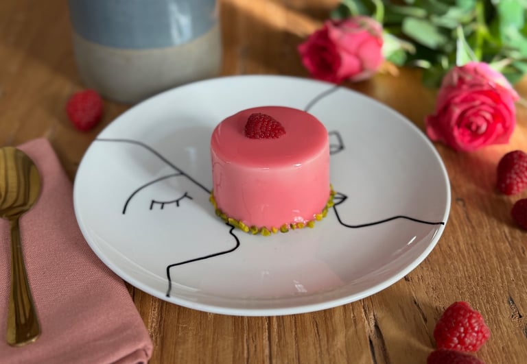 entremet pistache framboise