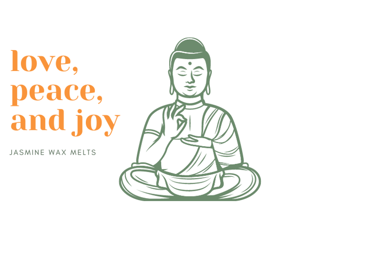 Cayla Henri Wax Melts: A buddha statue with a quote about love and peace.