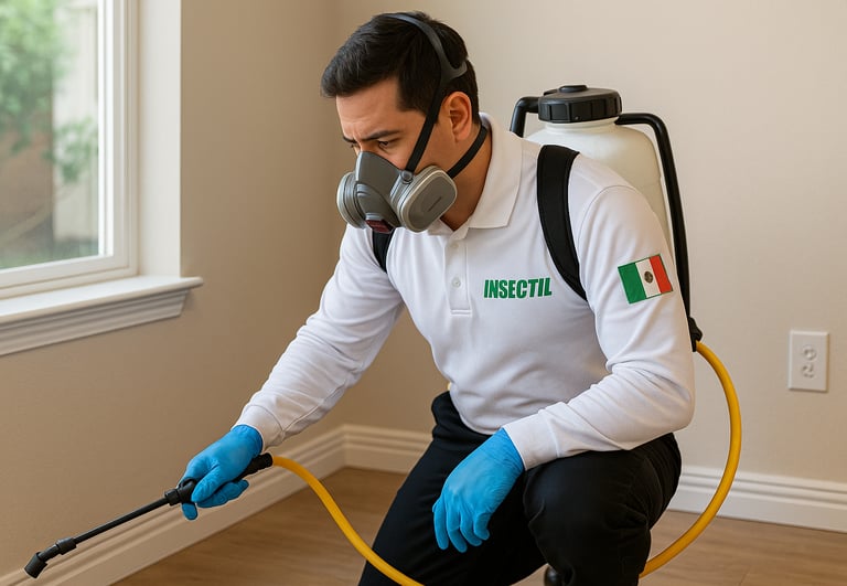 Control de plagas en Querétaro – técnico aplicando tratamiento seguro