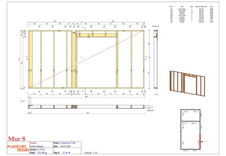 Plan de construction d'ossature bois