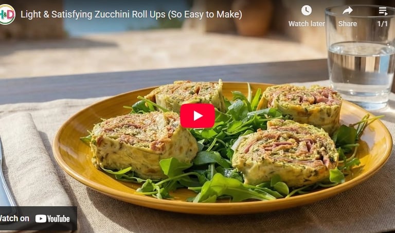 Video recipe for how to make zucchini roll ups