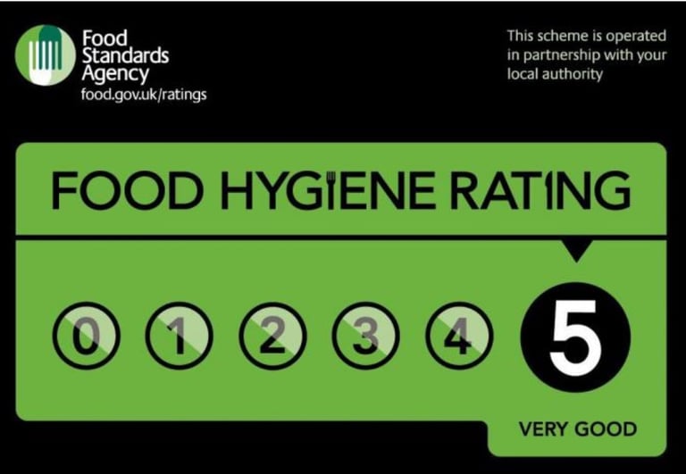 5 star food hygiene rating sign