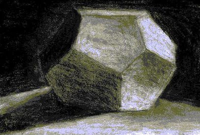 Decahedron, chalk & charcoal