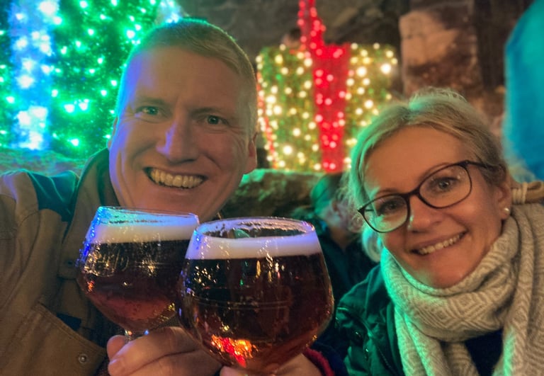 Cheers to Christmas, celebration and festive drink at the Valkenburg Christmas markets cave