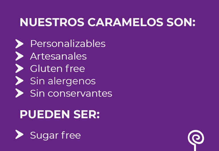 nuestros caramelos son personalizables artesanales gluten free sin alergenos sin conservantes sugar 