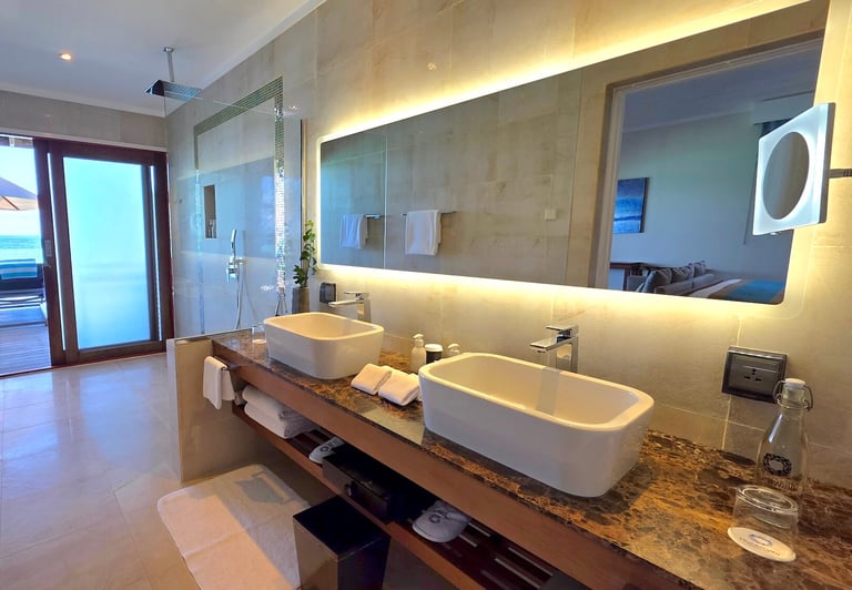 Hurawalhi Maldives ocean pool villa bathroom