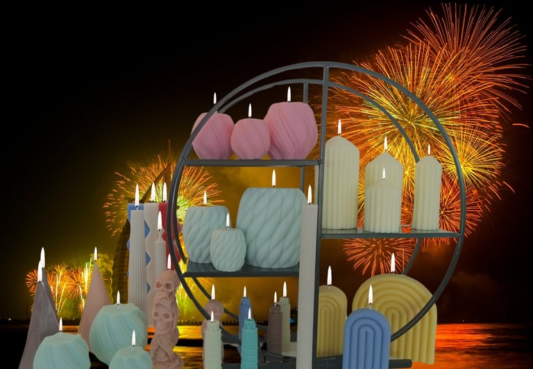 classic candle collection, of structural and colorful candles