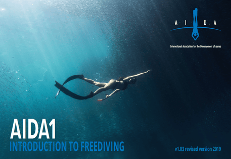 AIDA Level 1 manual cover (woman free diving)