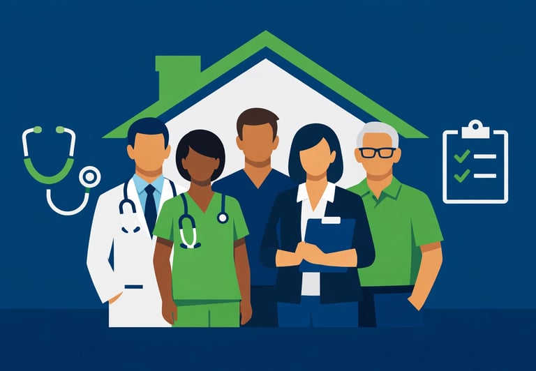 Home health team meeting with diverse clinical staff, representing the importance of culture and tea