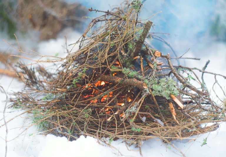 image of starting fire in any condition using 