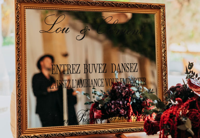 location miroir mariage var , location miroir provence, miroir personnalisé mariage