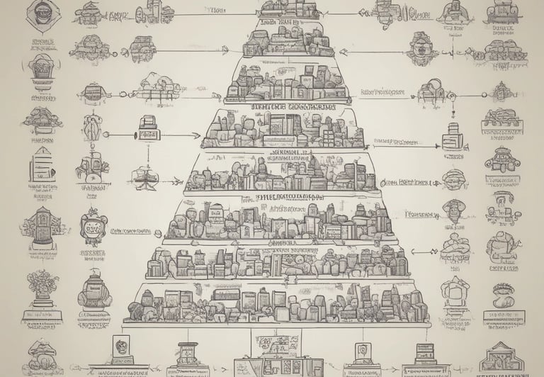 A detailed flowchart showing hierarchical taxonomy categories connected by lines.