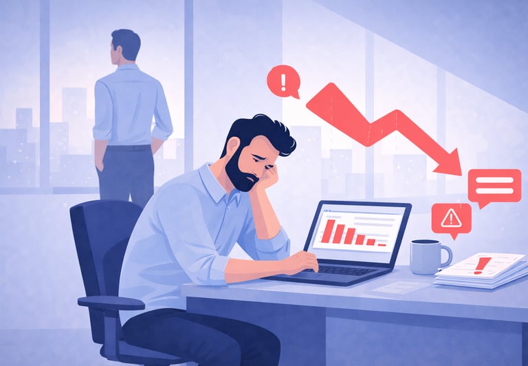 a leader looking away while performance declines