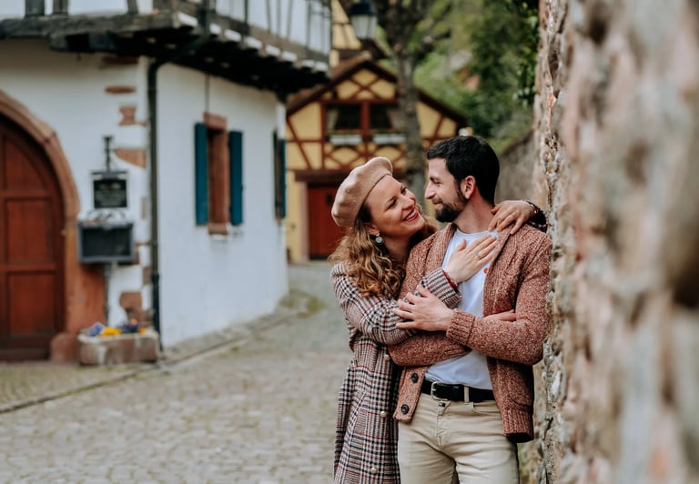 un couple lors d'une séance photo à Kaysersberg