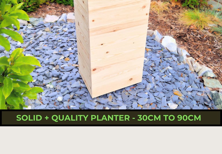 tall wooden planter made from natural wood handmade quality wood  