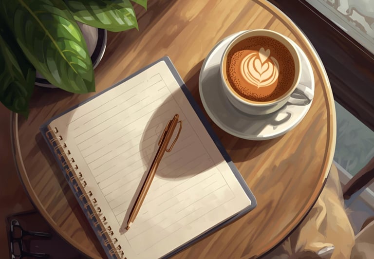 crayon cahier prendre des notes plantes café coeur chocolat chaud