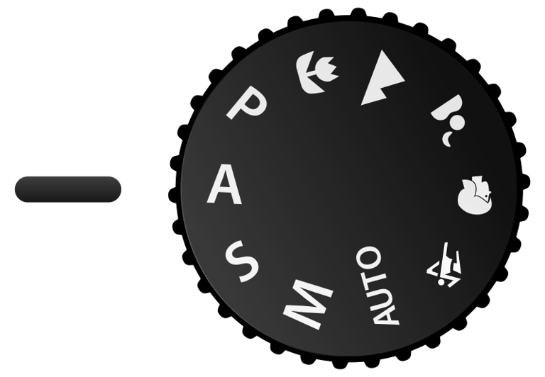 Closeup of control dial on a typical digital camera