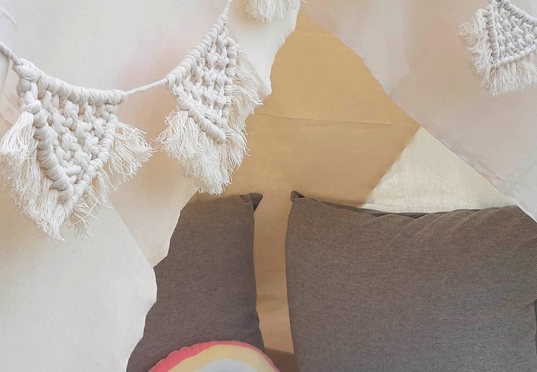 banderines macrame, tipi para niños