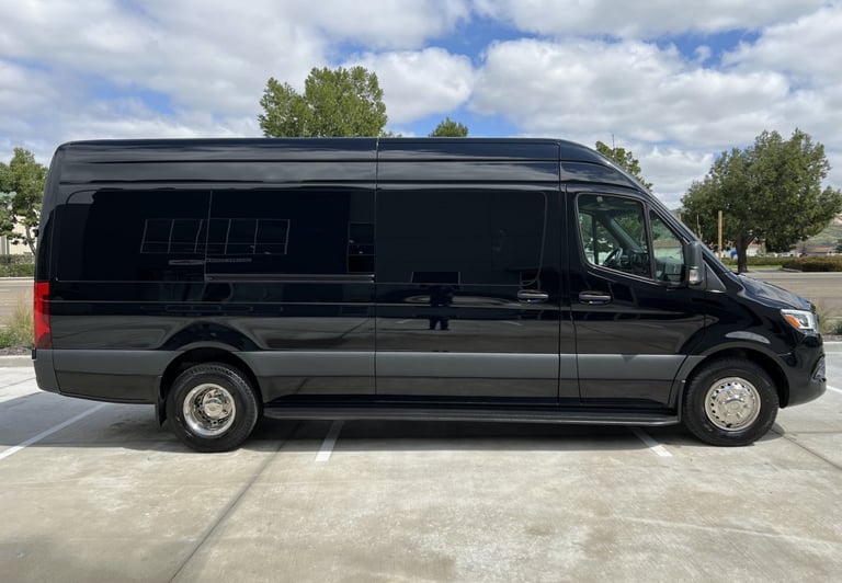 Sprinter party bus for groups, celebrations, nightlife in NJ, NY, MA. CT and nearby areas