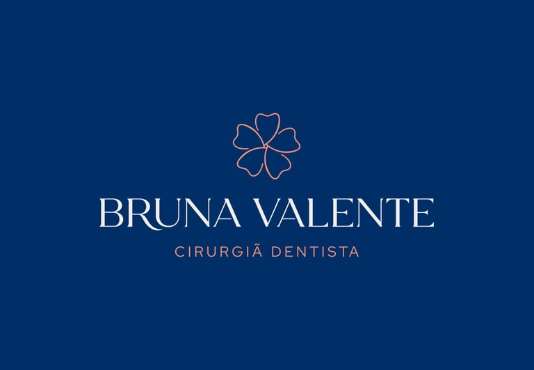 Fundo azul escuro com o logotipo feito para Bruna Valente