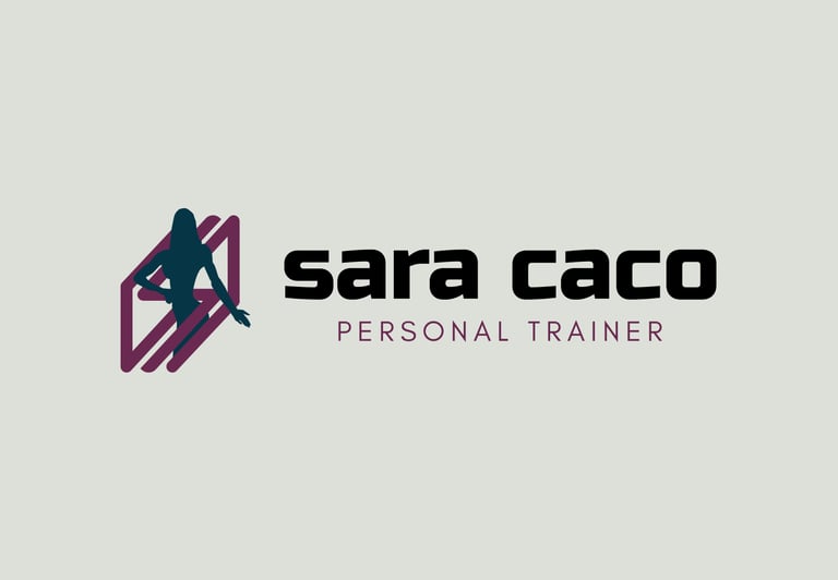 Fundo cinza claro com o logotipo feito para Sara Caco