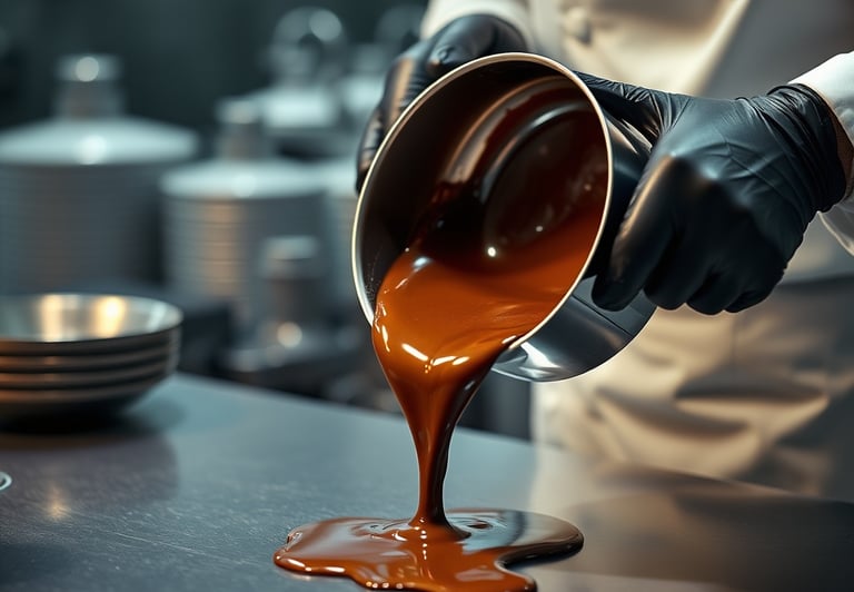 Nghệ nhân đang đổ Sô cô la tại Tina Nha Trang