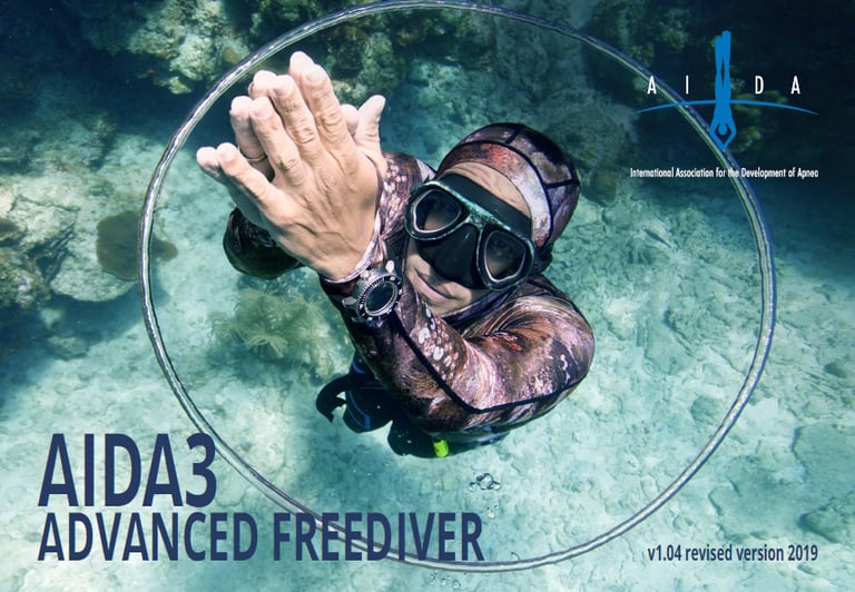 AIDA Level 3 manual cover (a freediver)