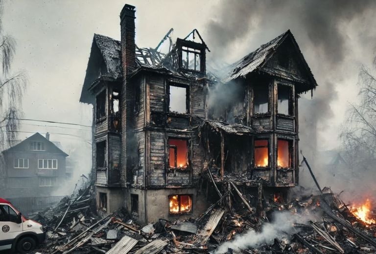 Metapher des ausgebrannten Hauses