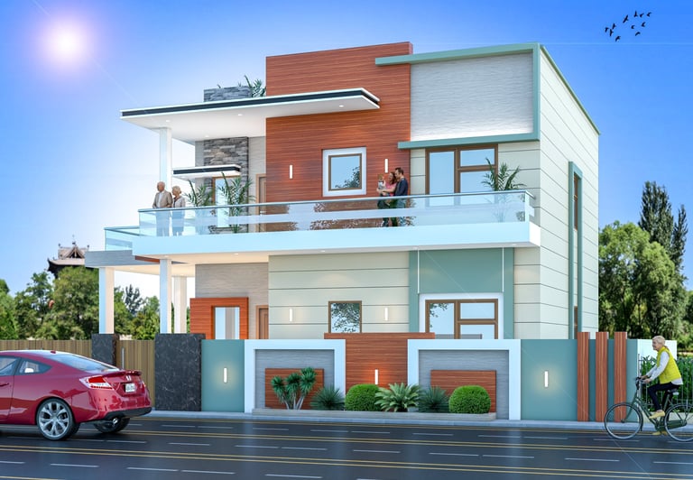 3D Front Elevation Architecture