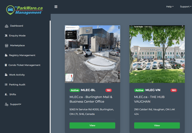 myParkWare.ca Client Management Portal
