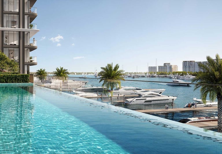 Vida Baystar Tower 2 Dubai, branded 4BR apartment with pool, marina views, creek and sea skyline vistas.