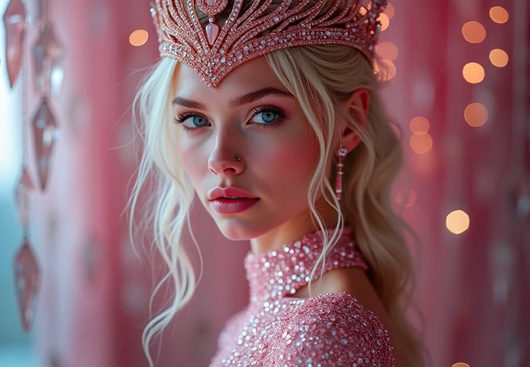 princesa con vestido rosa