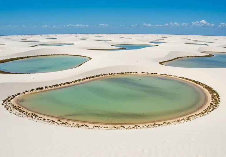 a large body of water with a small island in the middle